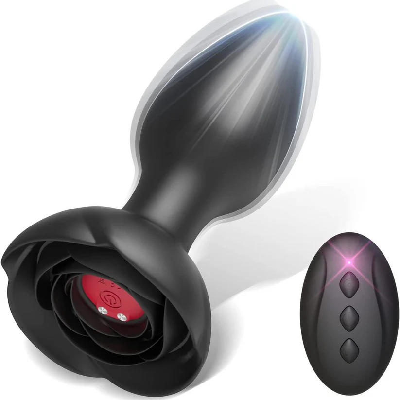 YL Rose Vibrating Butt Plug Remote Controlled